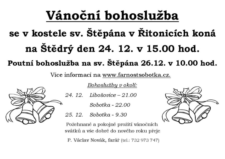 Vánoční bohoslužby v kostele sv. Štěpána v Řitonicích